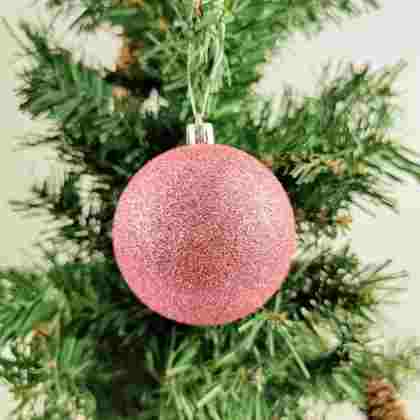 BOLA NATAL 8CM C/GLITER ROSA